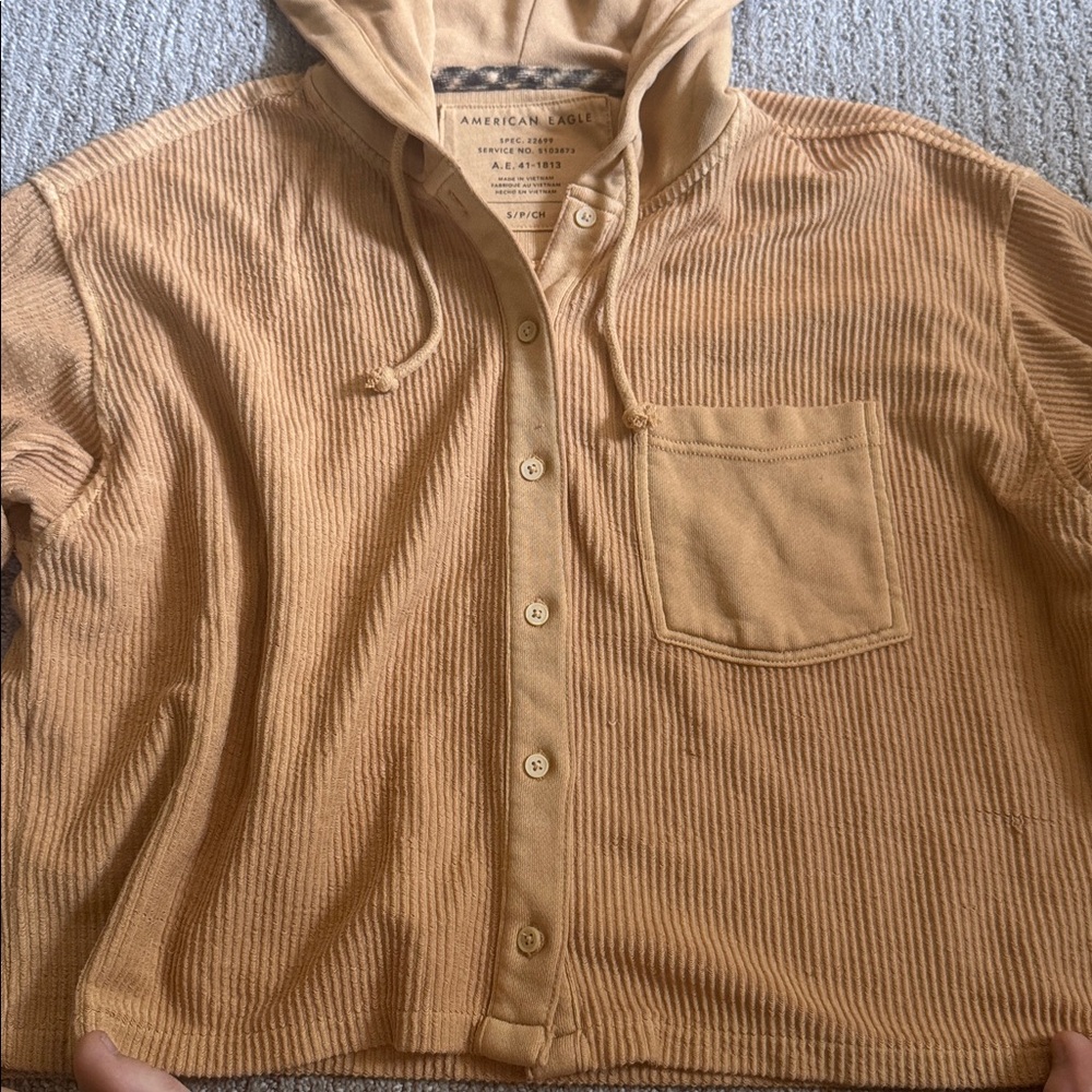 AEO Ribbed Button-Up Hoodie - Picture 5 of 7